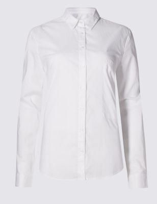 Pure Cotton Back Split Long Sleeve Shirt